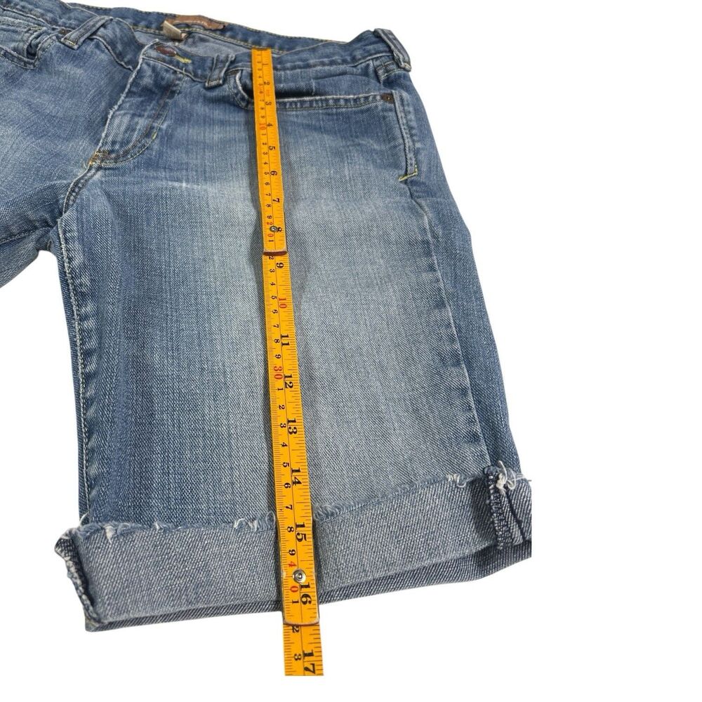 Abercrombie & Fitch Y2K Denim Stretch Bermuda Shorts Low Rise Cuffed Size 10 - Picture 6 of 9